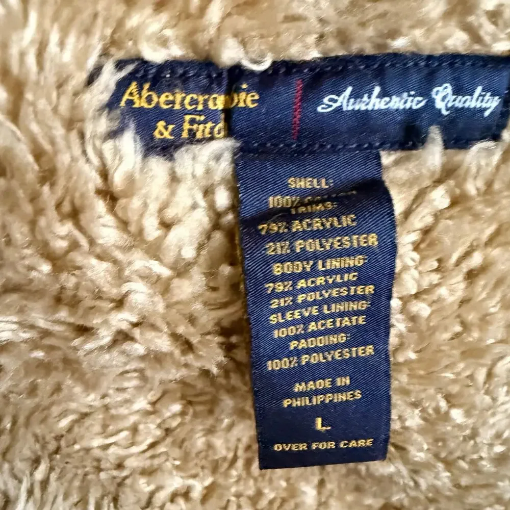 Abercrombie & Fitch Women's Blue Denim Sherpa Jacket Button Front Size L